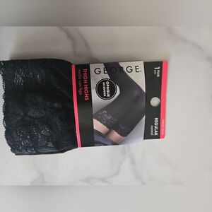 George Lace Black Thigh Highs